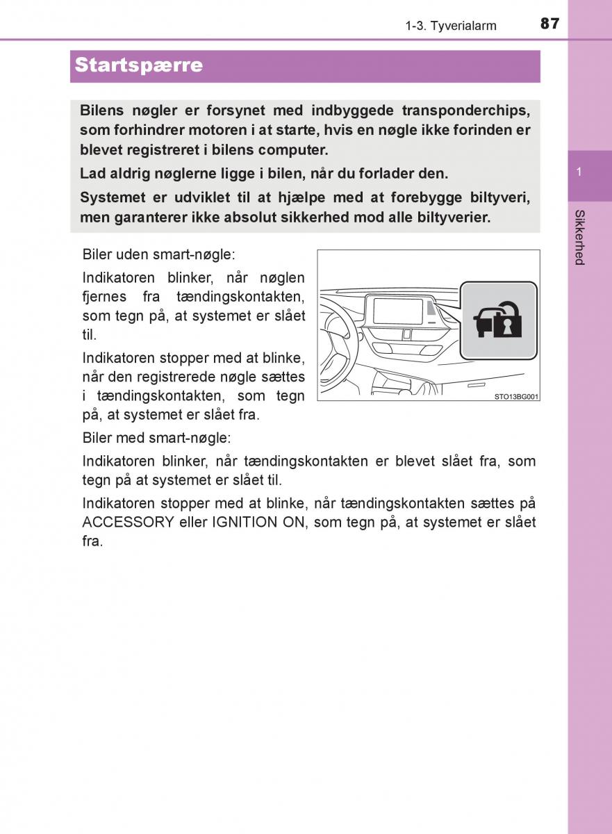 Toyota C HR Bilens instruktionsbog / page 87