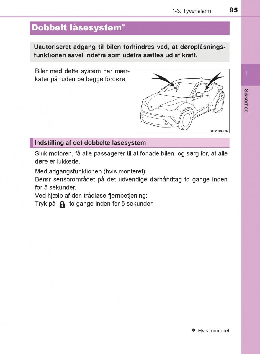 Toyota C HR Bilens instruktionsbog / page 95