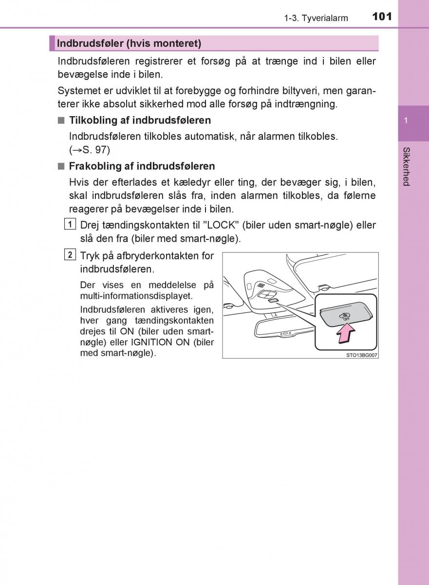 Toyota C HR Bilens instruktionsbog / page 101