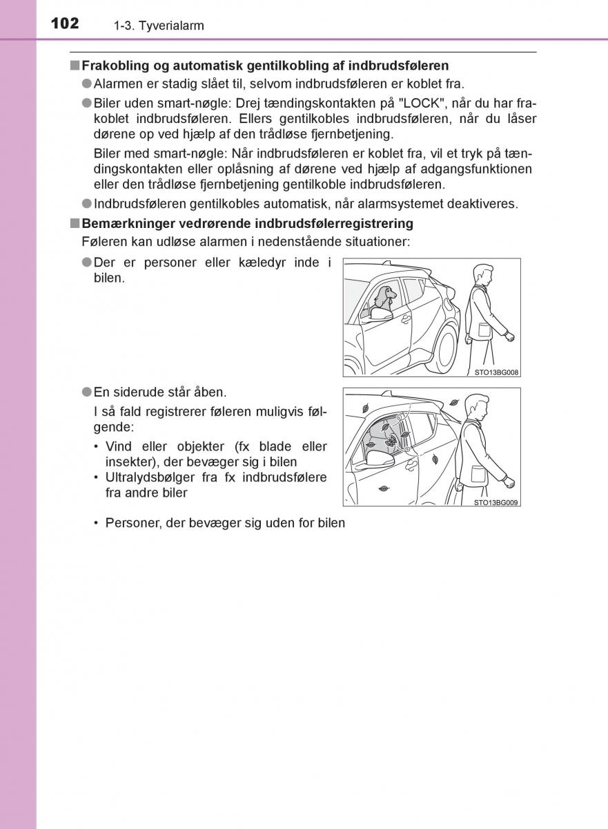 Toyota C HR Bilens instruktionsbog / page 102