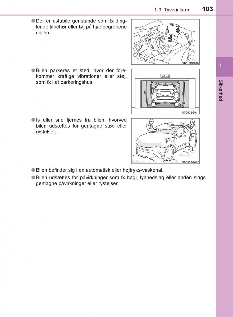 Toyota C HR Bilens instruktionsbog / page 103