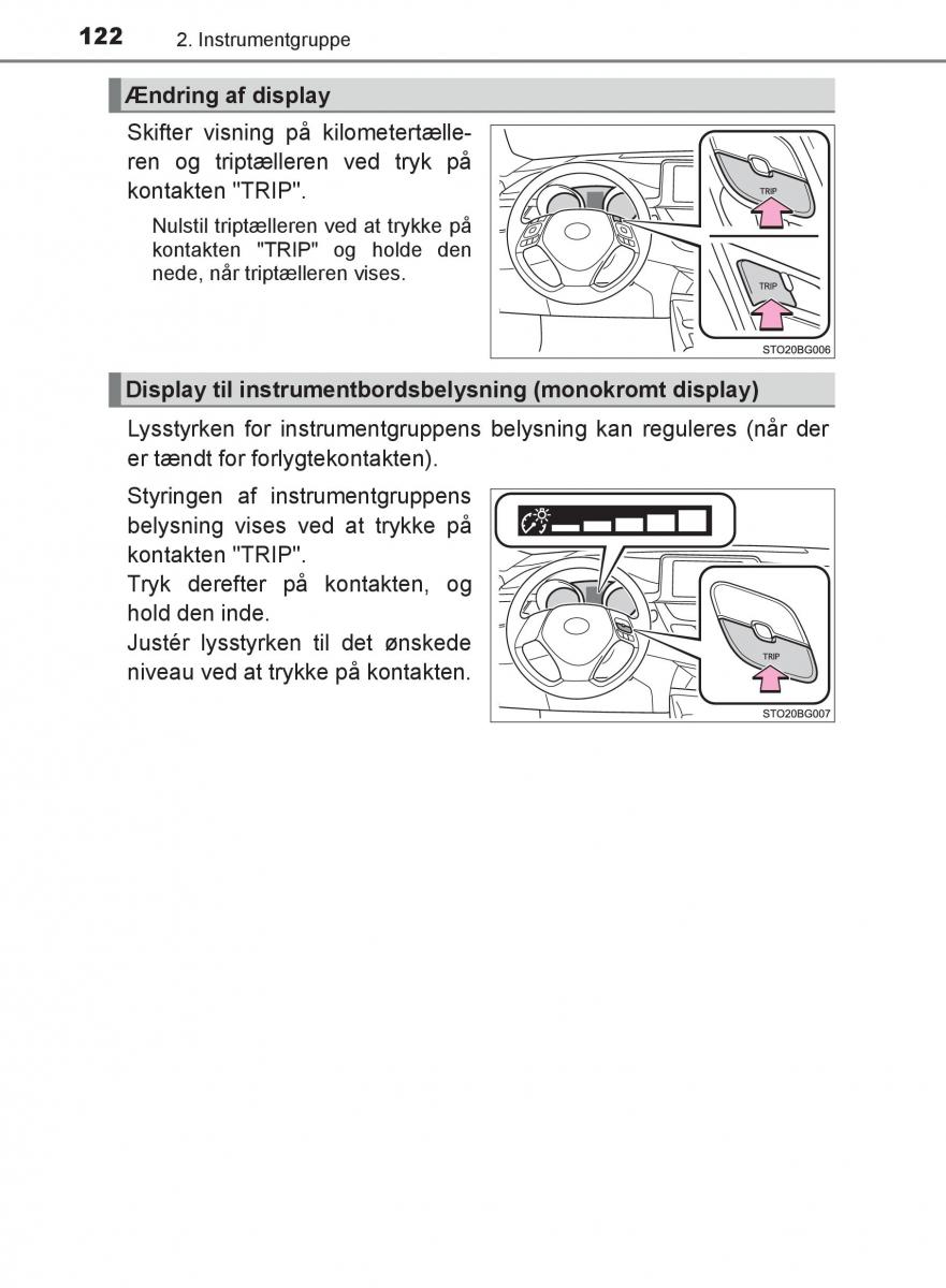 Toyota C HR Bilens instruktionsbog / page 122