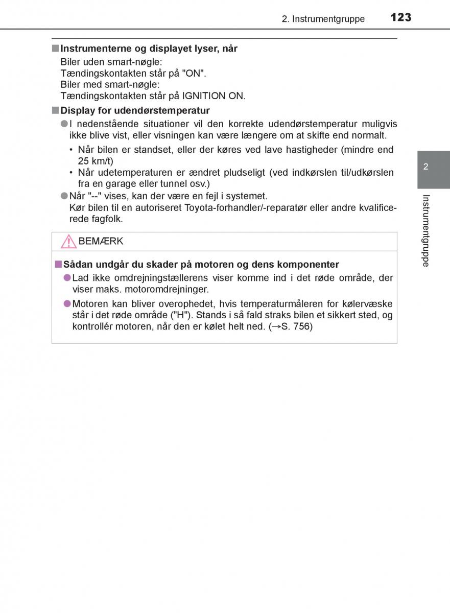 Toyota C HR Bilens instruktionsbog / page 123