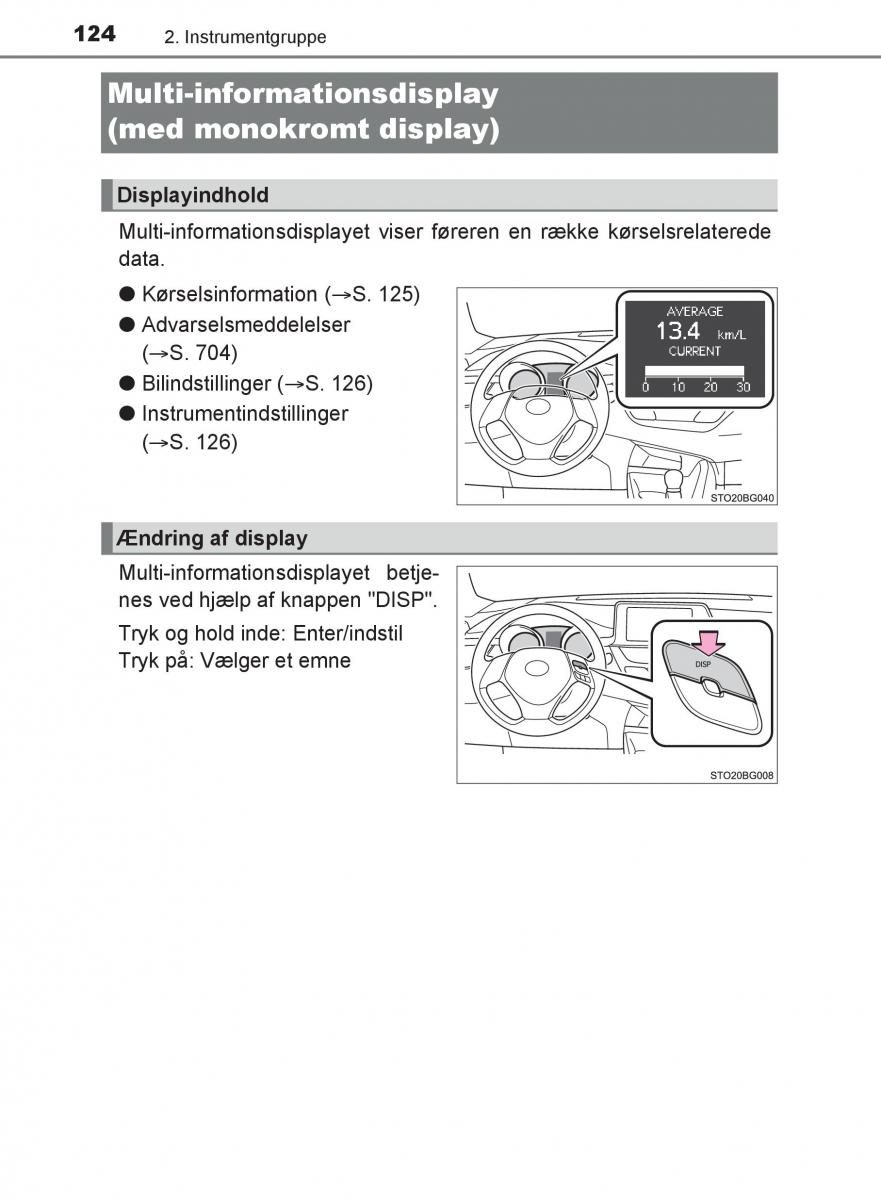 Toyota C HR Bilens instruktionsbog / page 124