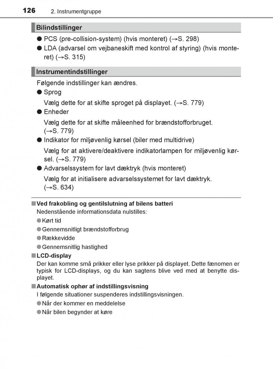 Toyota C HR Bilens instruktionsbog / page 126