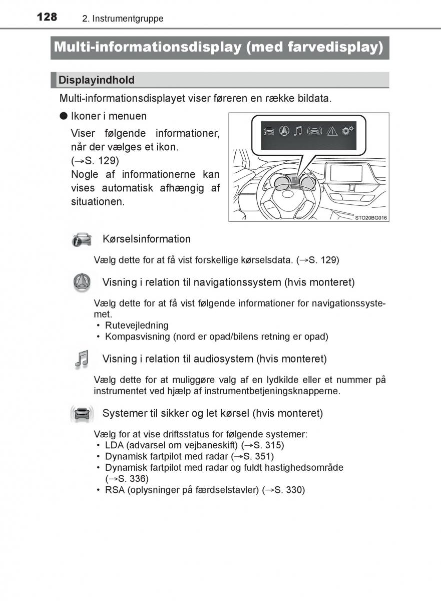 Toyota C HR Bilens instruktionsbog / page 128