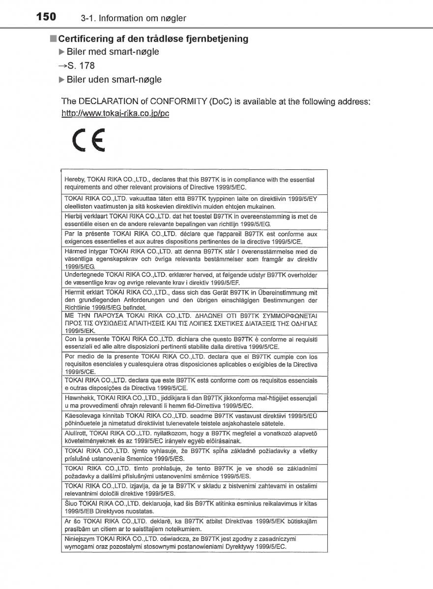 Toyota C HR Bilens instruktionsbog / page 150