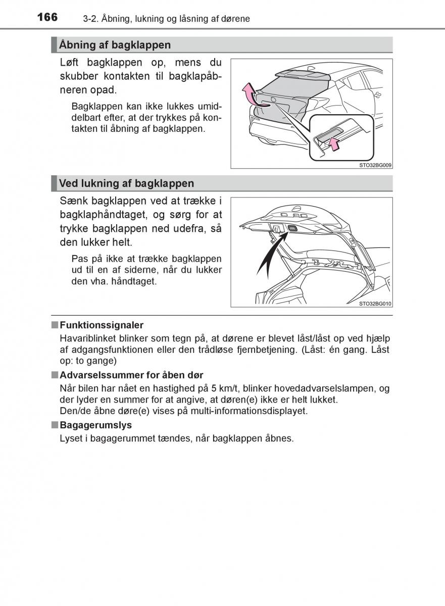 Toyota C HR Bilens instruktionsbog / page 166