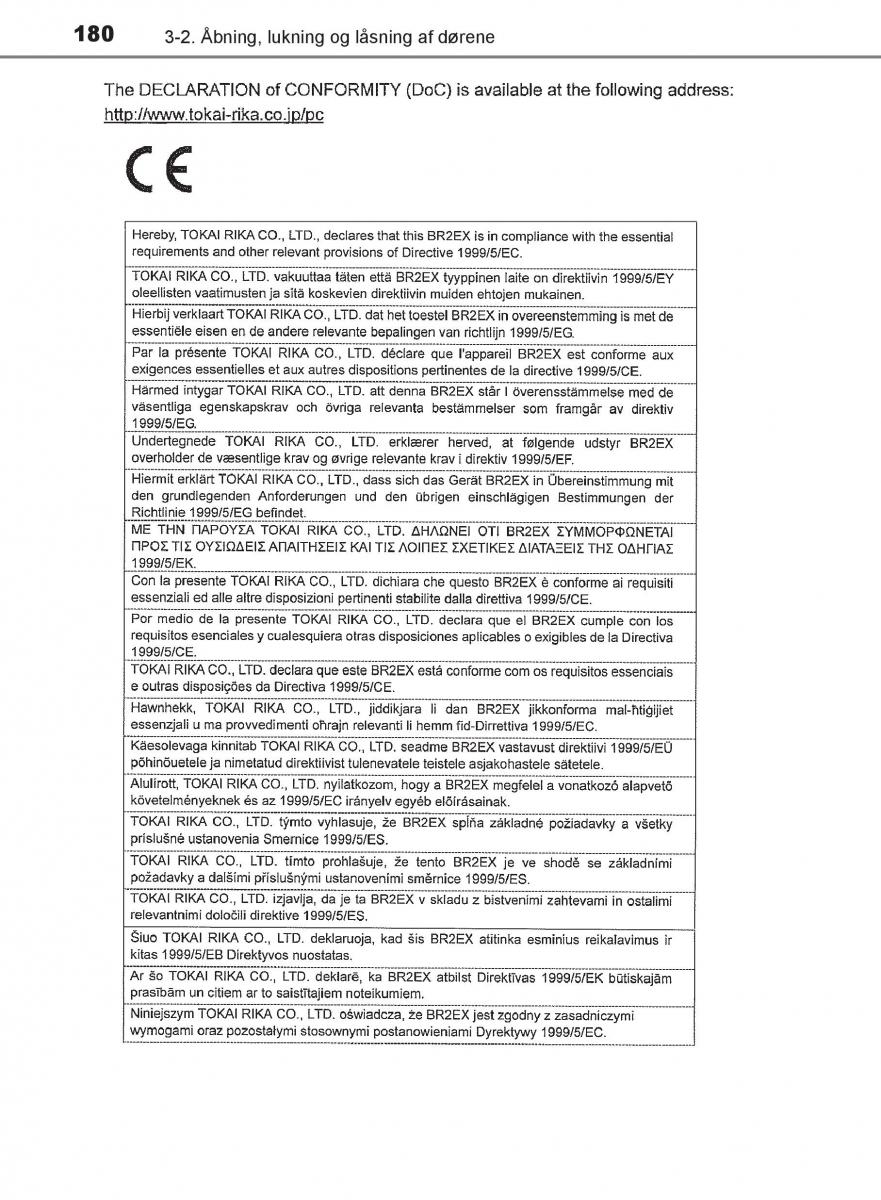 Toyota C HR Bilens instruktionsbog / page 180