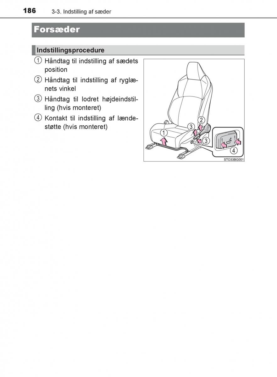 Toyota C HR Bilens instruktionsbog / page 186