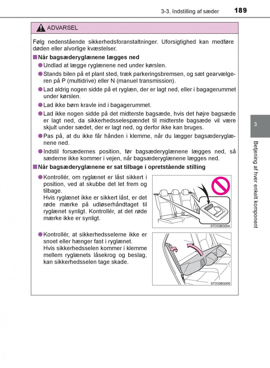 Toyota C HR Bilens instruktionsbog / page 189