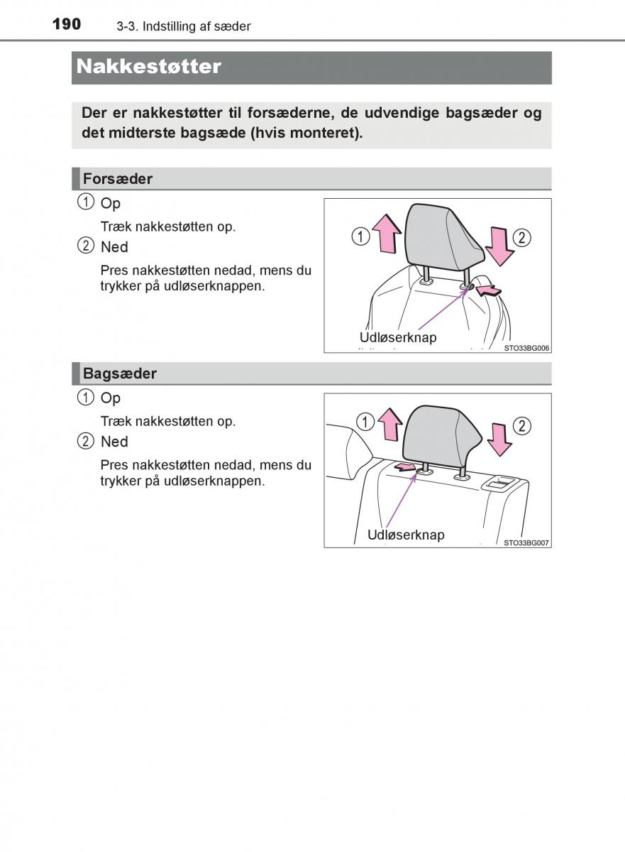 Toyota C HR Bilens instruktionsbog / page 190