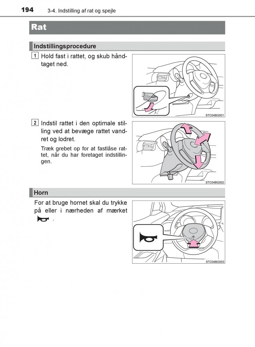 Toyota C HR Bilens instruktionsbog / page 194