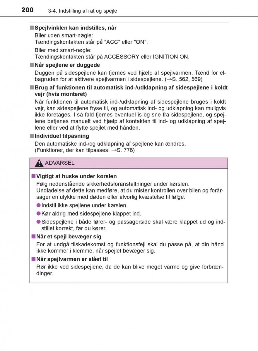 Toyota C HR Bilens instruktionsbog / page 200