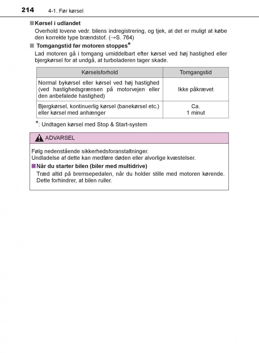 Toyota C HR Bilens instruktionsbog / page 214