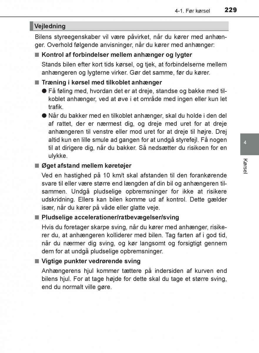 Toyota C HR Bilens instruktionsbog / page 229