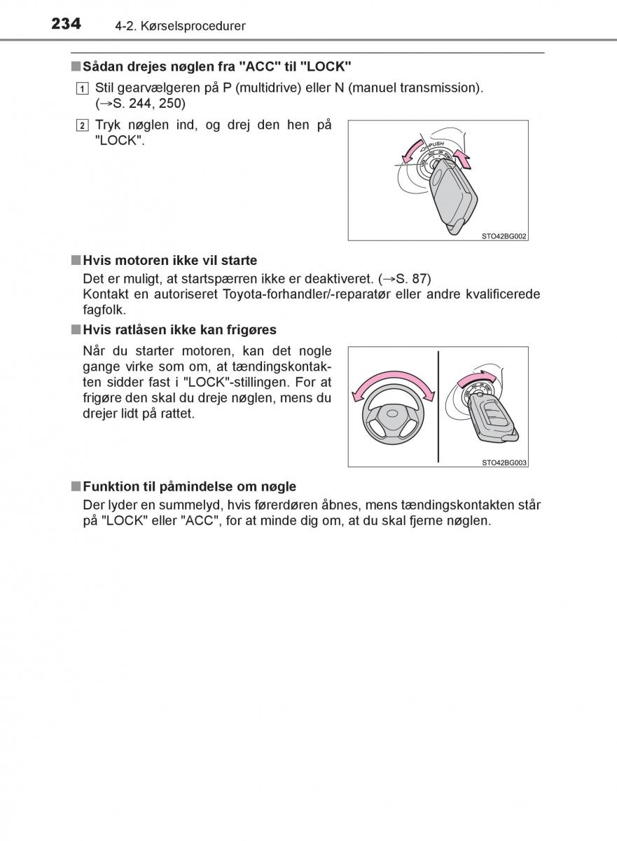 Toyota C HR Bilens instruktionsbog / page 234