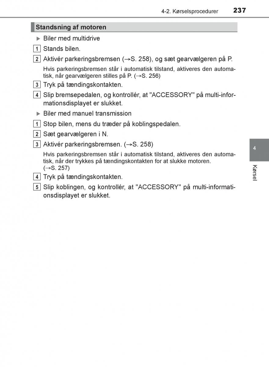 Toyota C HR Bilens instruktionsbog / page 237