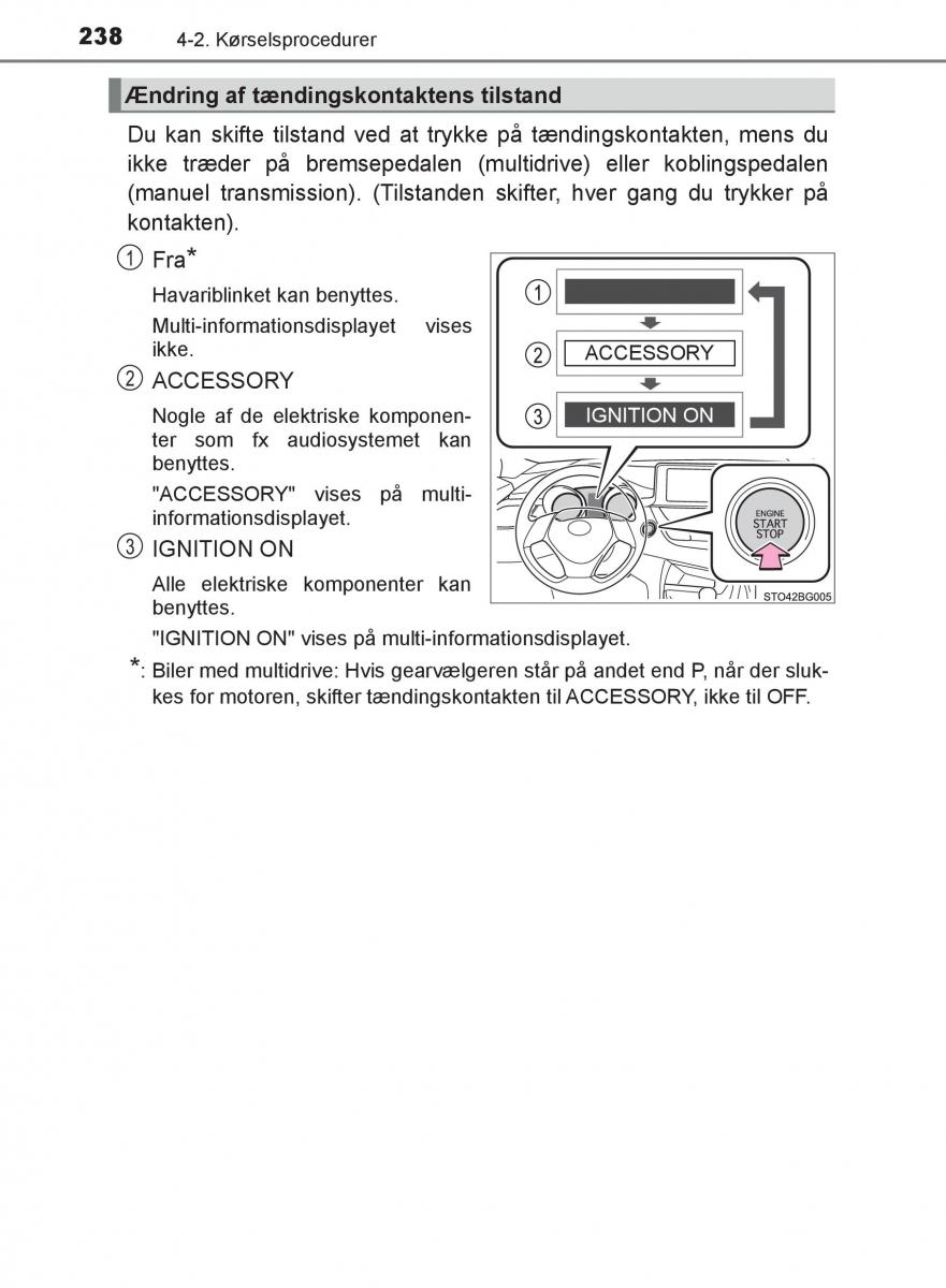 Toyota C HR Bilens instruktionsbog / page 238