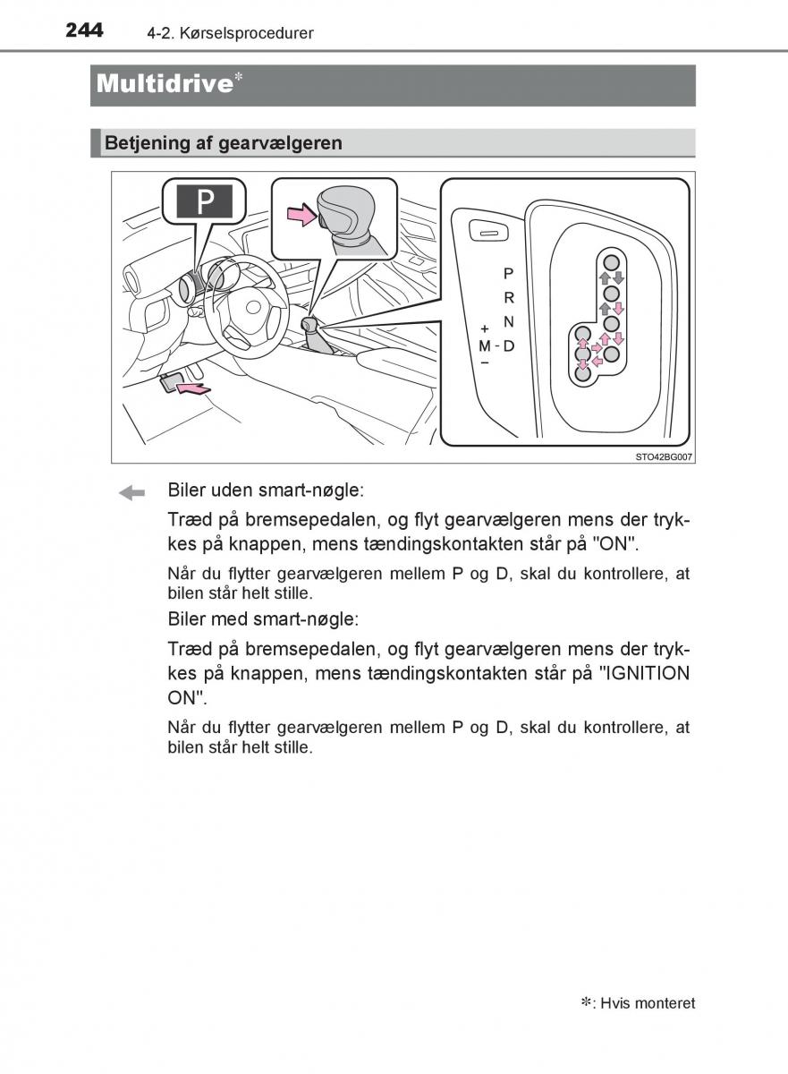 Toyota C HR Bilens instruktionsbog / page 244