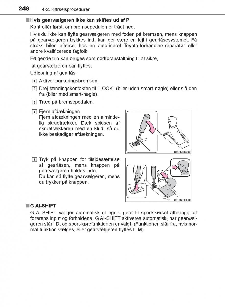 Toyota C HR Bilens instruktionsbog / page 248