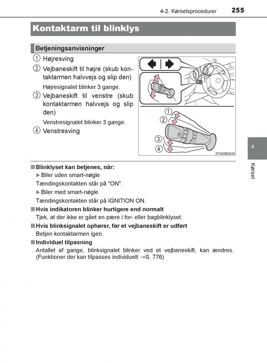 Toyota C HR Bilens instruktionsbog / page 255