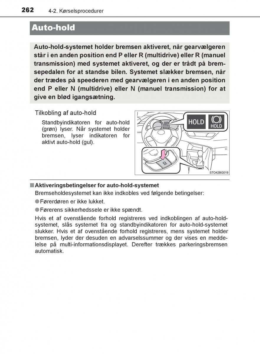 Toyota C HR Bilens instruktionsbog / page 262