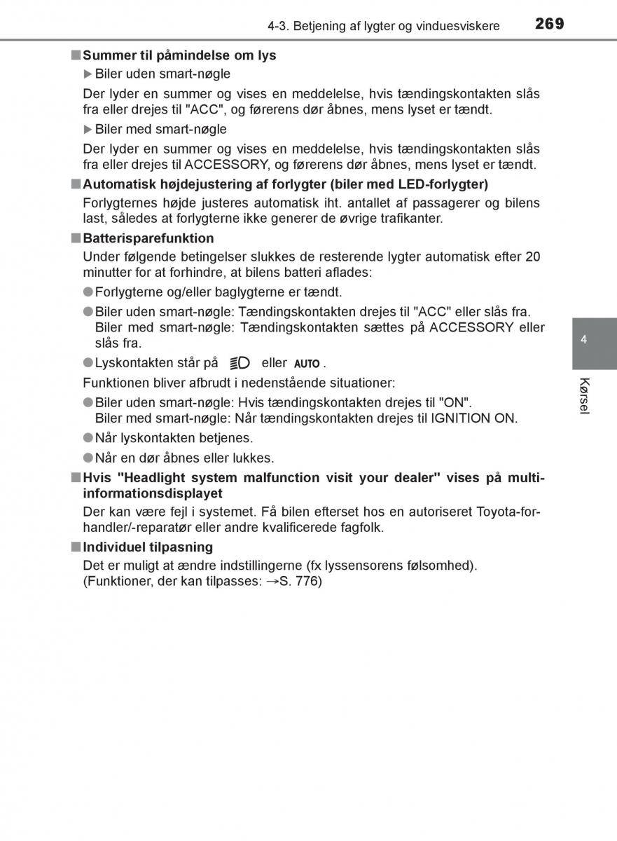 Toyota C HR Bilens instruktionsbog / page 269