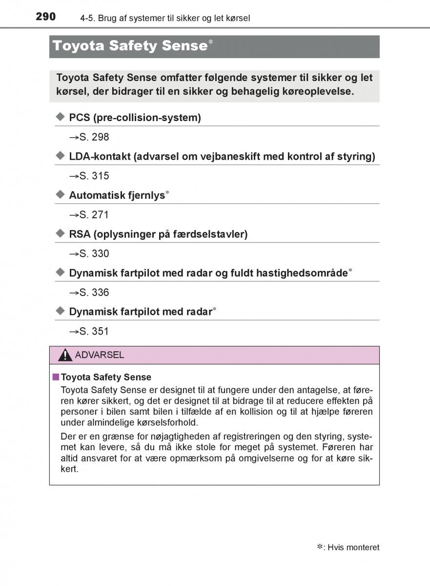 Toyota C HR Bilens instruktionsbog / page 290