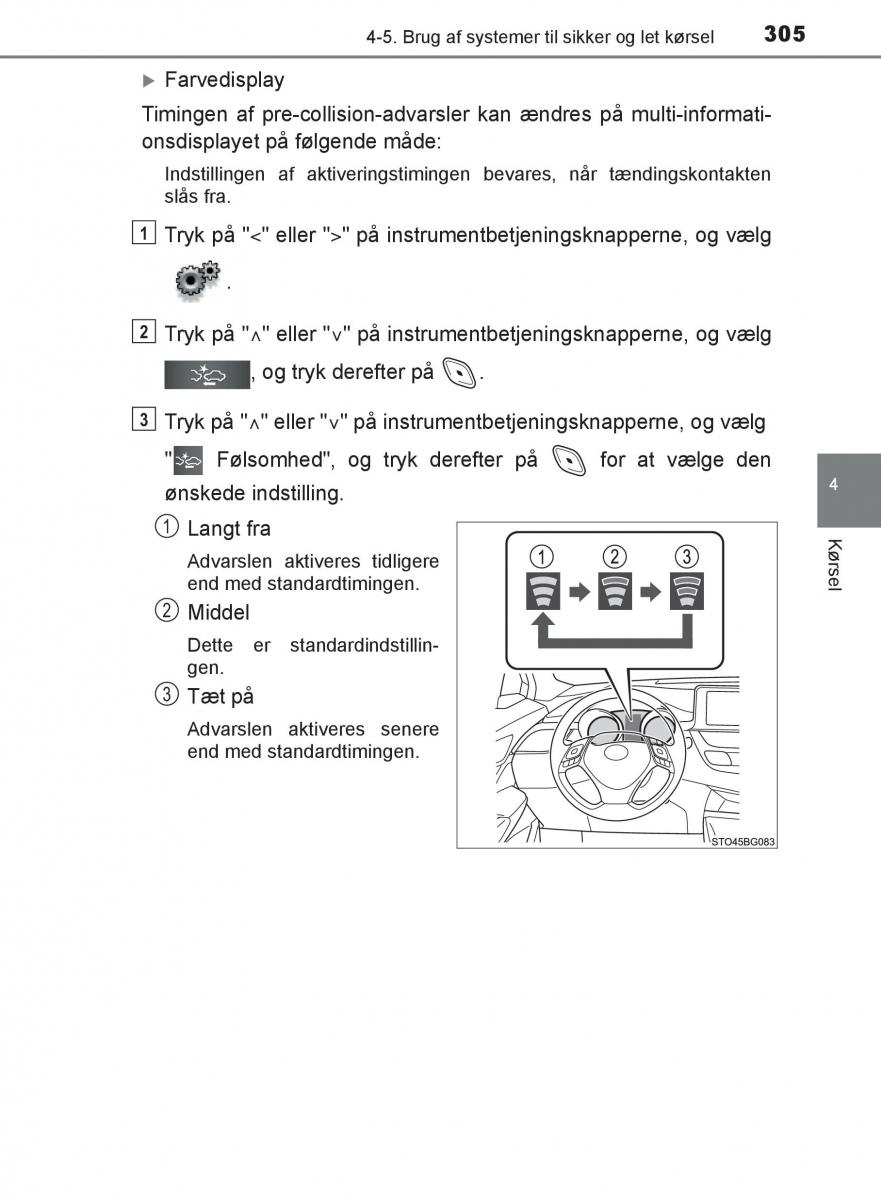 Toyota C HR Bilens instruktionsbog / page 305