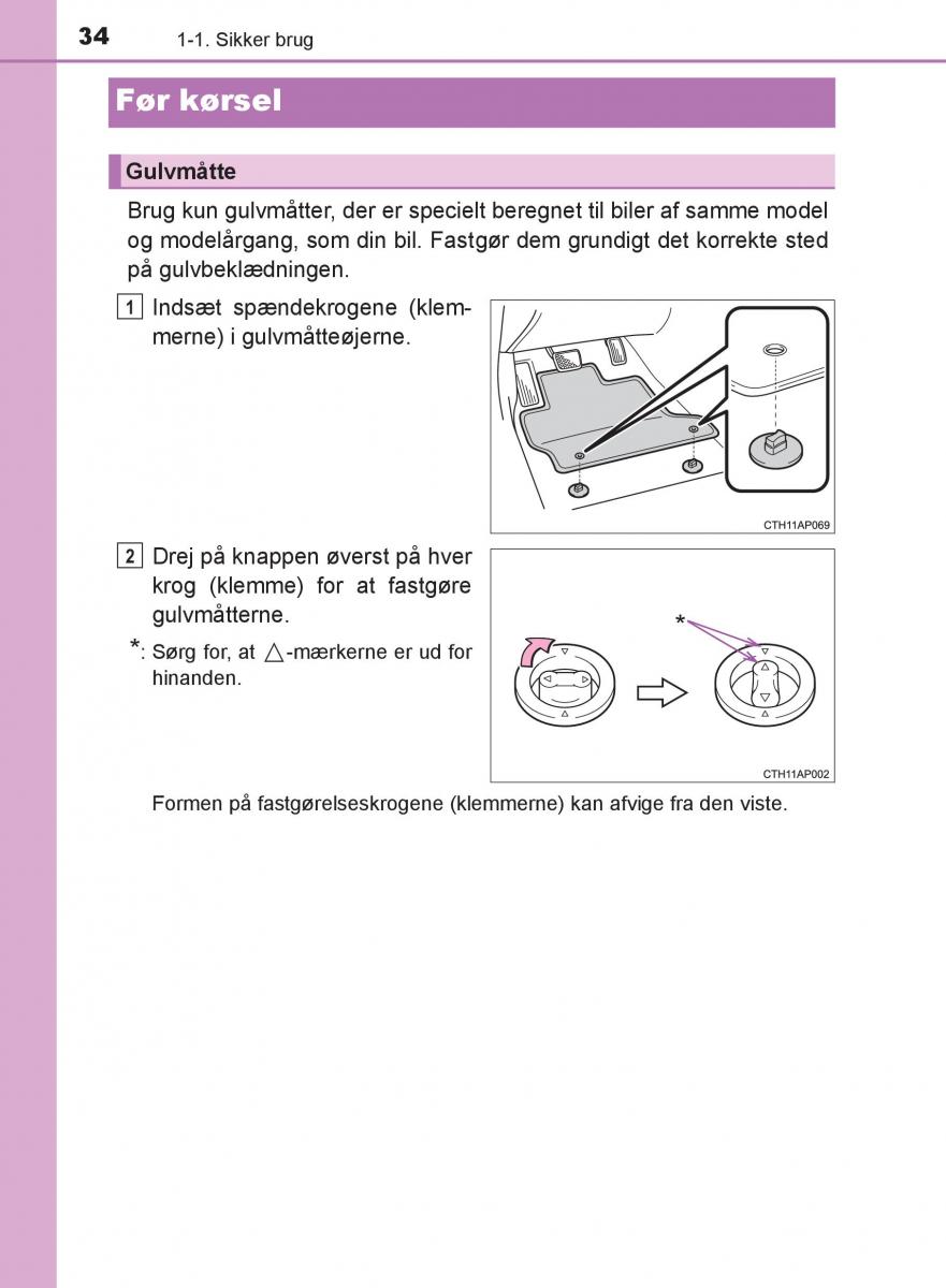 Toyota C HR Bilens instruktionsbog / page 34