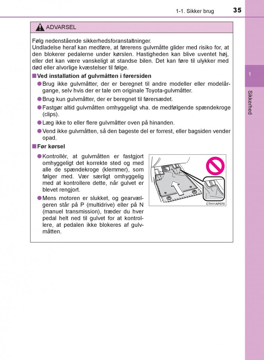 Toyota C HR Bilens instruktionsbog / page 35