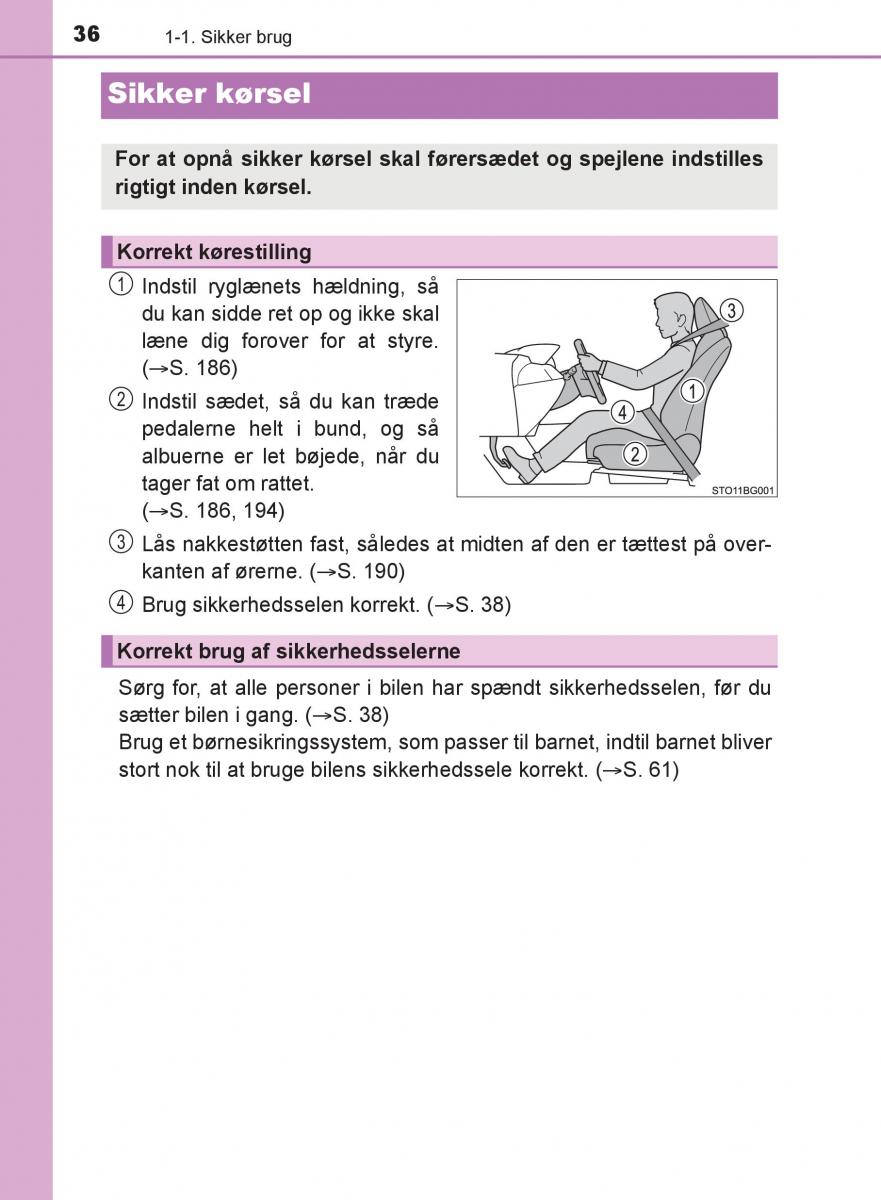 Toyota C HR Bilens instruktionsbog / page 36