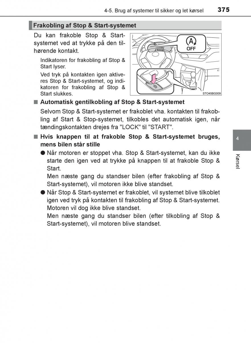 Toyota C HR Bilens instruktionsbog / page 375