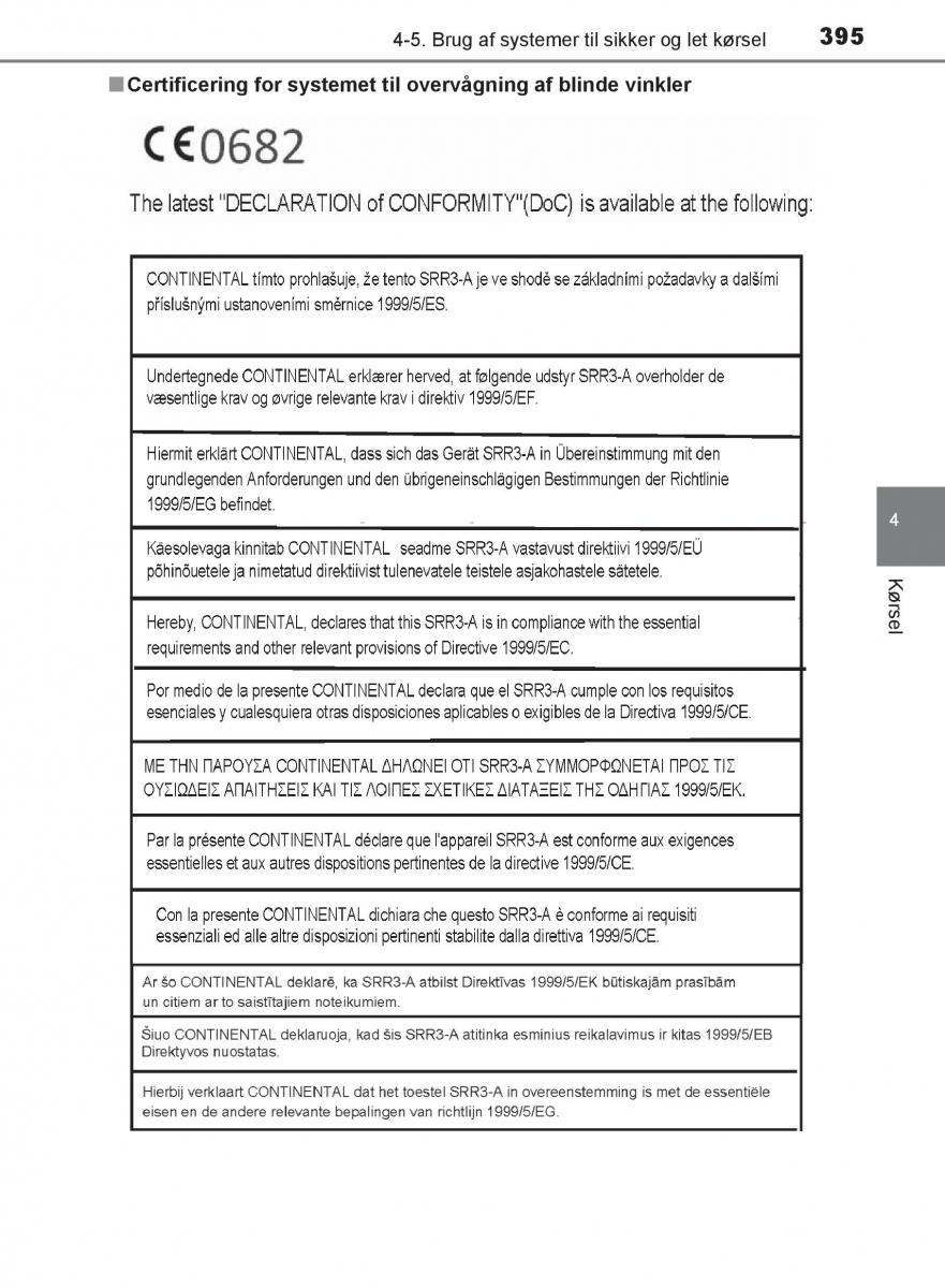 Toyota C HR Bilens instruktionsbog / page 395