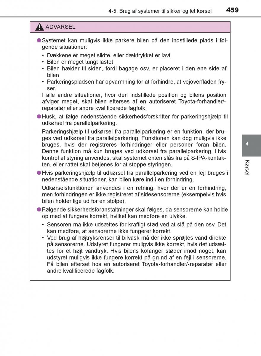 Toyota C HR Bilens instruktionsbog / page 459