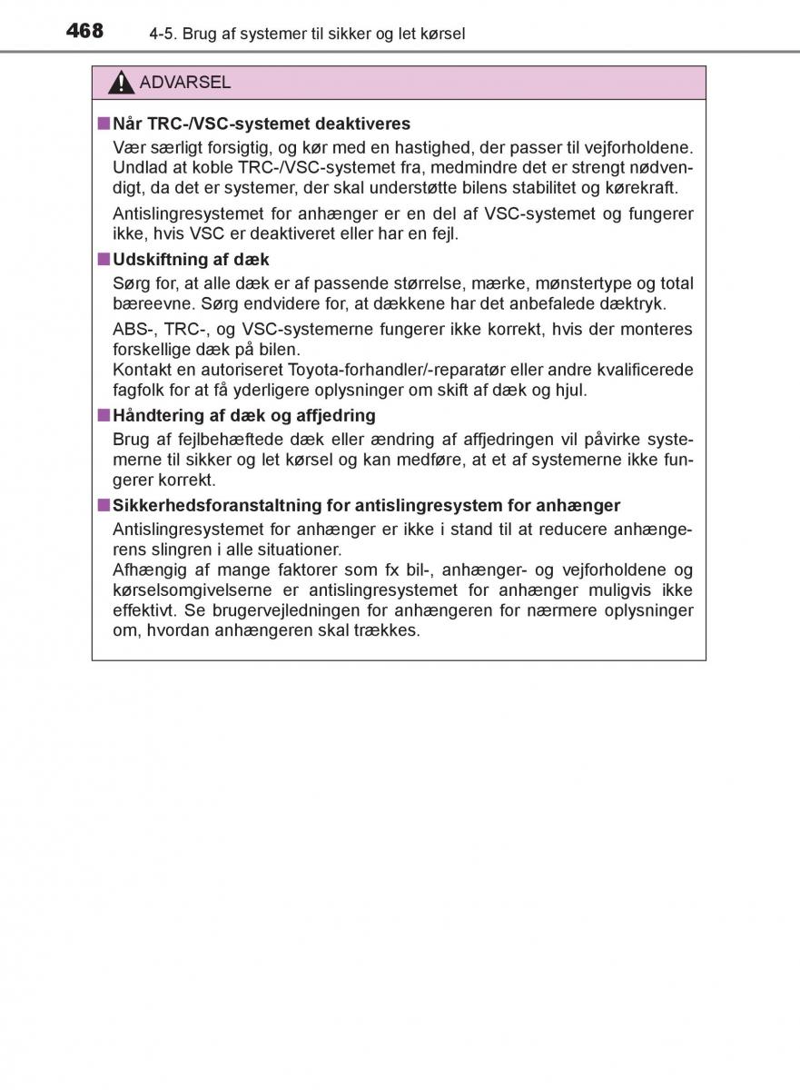 Toyota C HR Bilens instruktionsbog / page 468