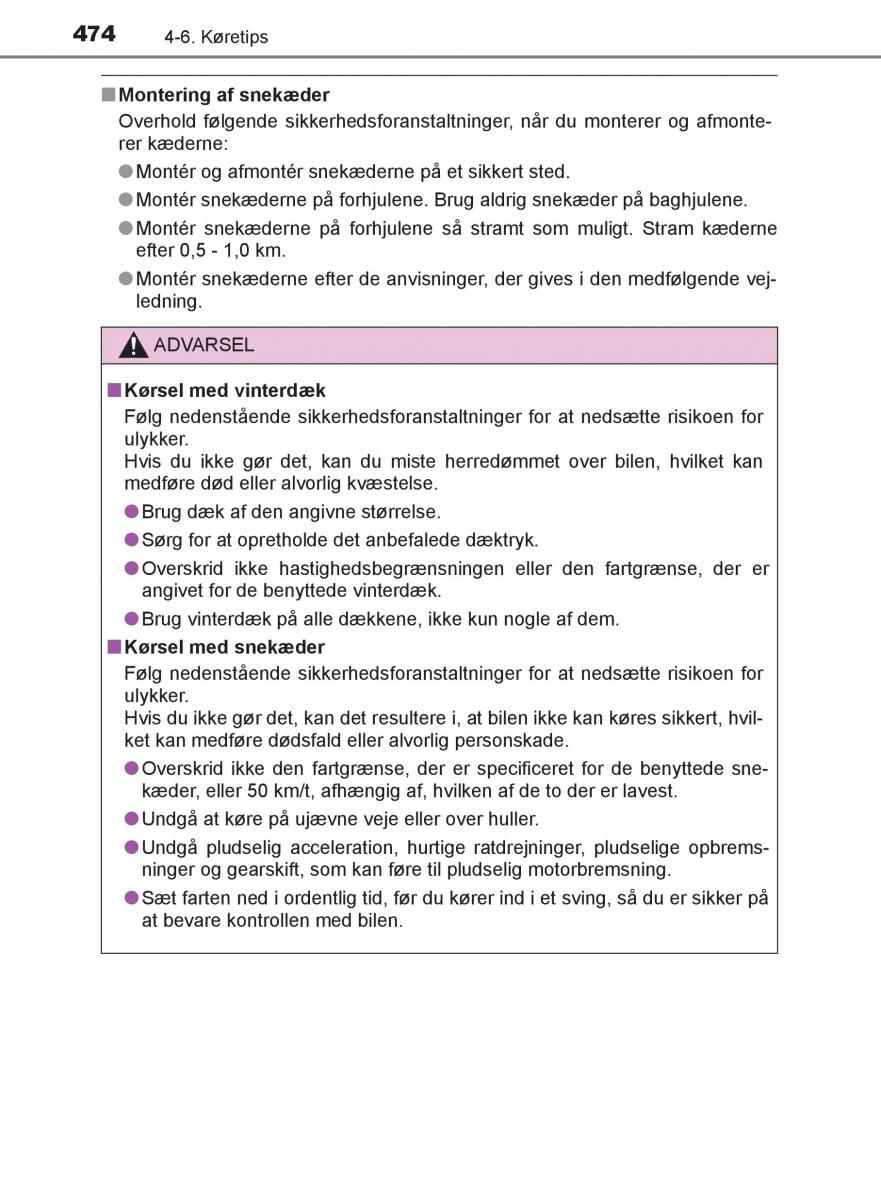 Toyota C HR Bilens instruktionsbog / page 474