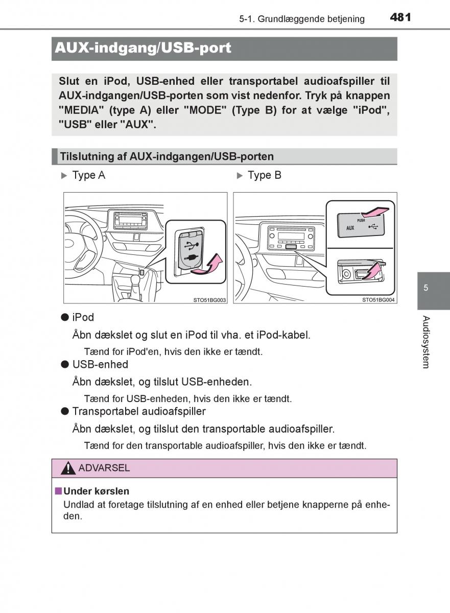 Toyota C HR Bilens instruktionsbog / page 481