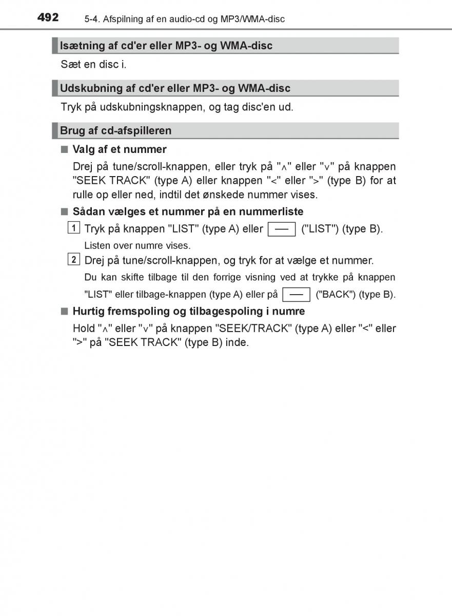 Toyota C HR Bilens instruktionsbog / page 492