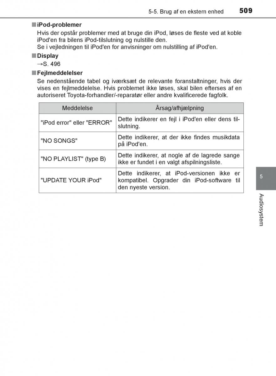 Toyota C HR Bilens instruktionsbog / page 509