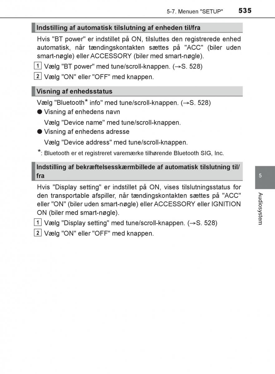 Toyota C HR Bilens instruktionsbog / page 535