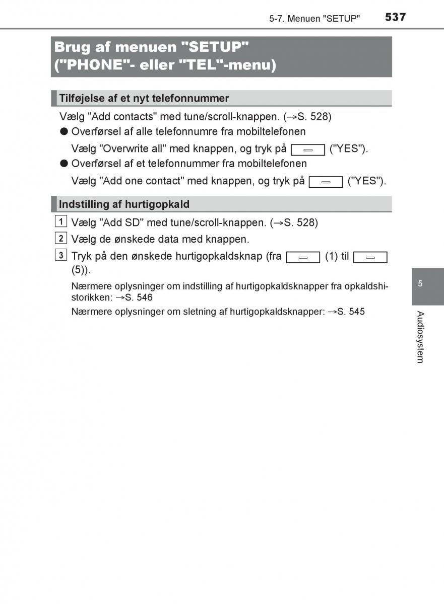 Toyota C HR Bilens instruktionsbog / page 537