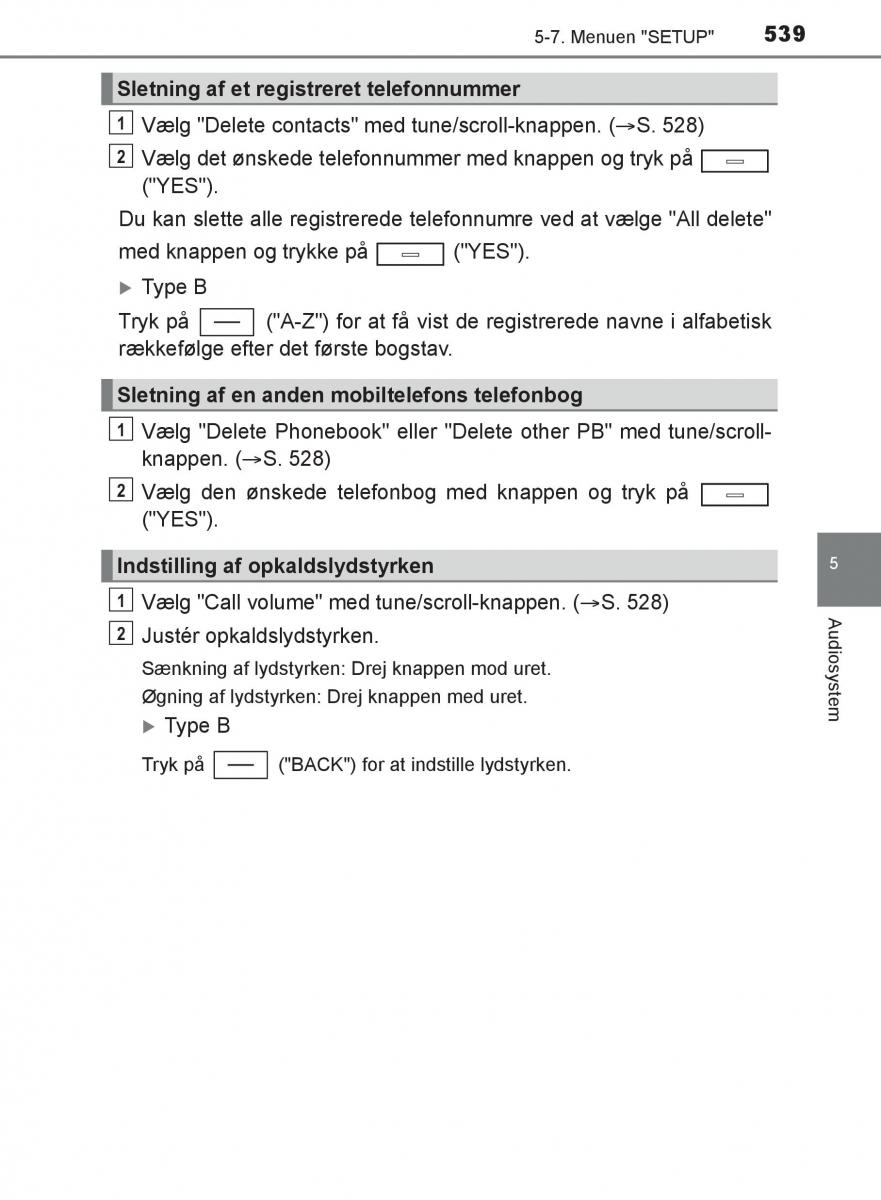 Toyota C HR Bilens instruktionsbog / page 539