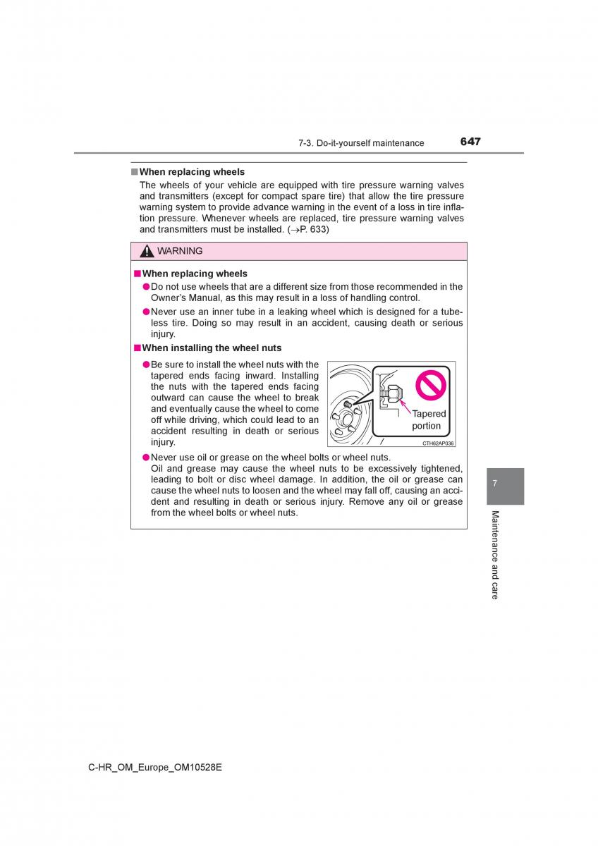 Toyota C HR owners manual / page 647