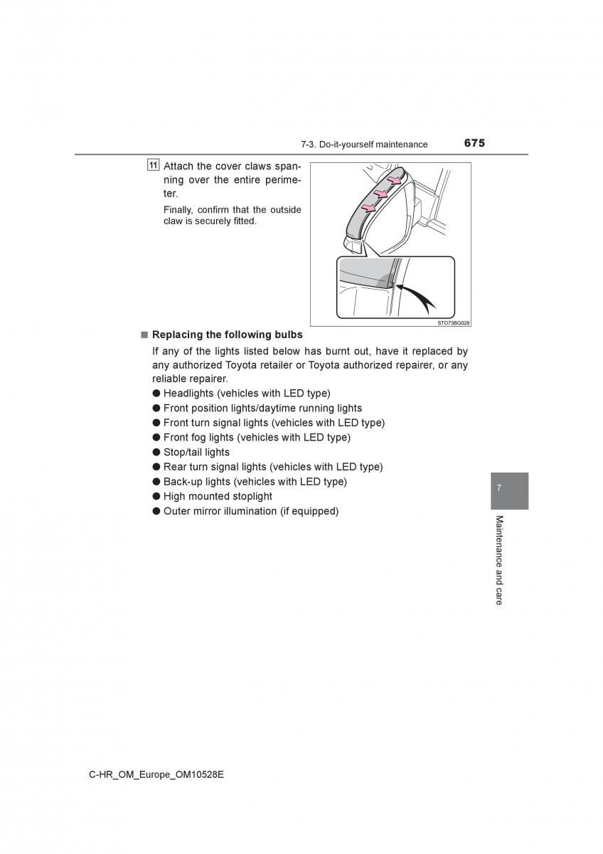 Toyota C HR owners manual / page 675