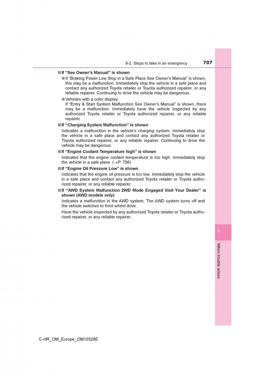 Toyota C HR owners manual / page 707