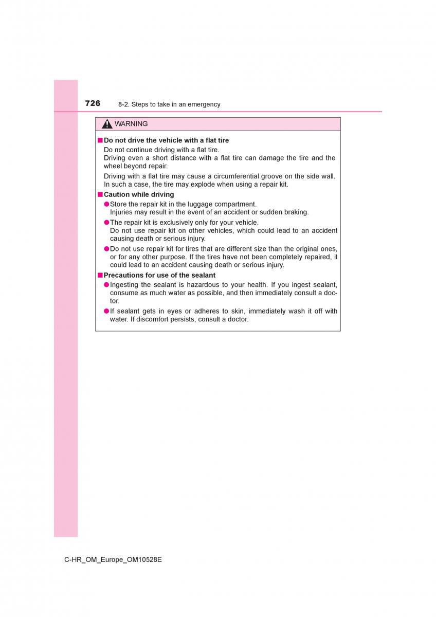 Toyota C HR owners manual / page 726