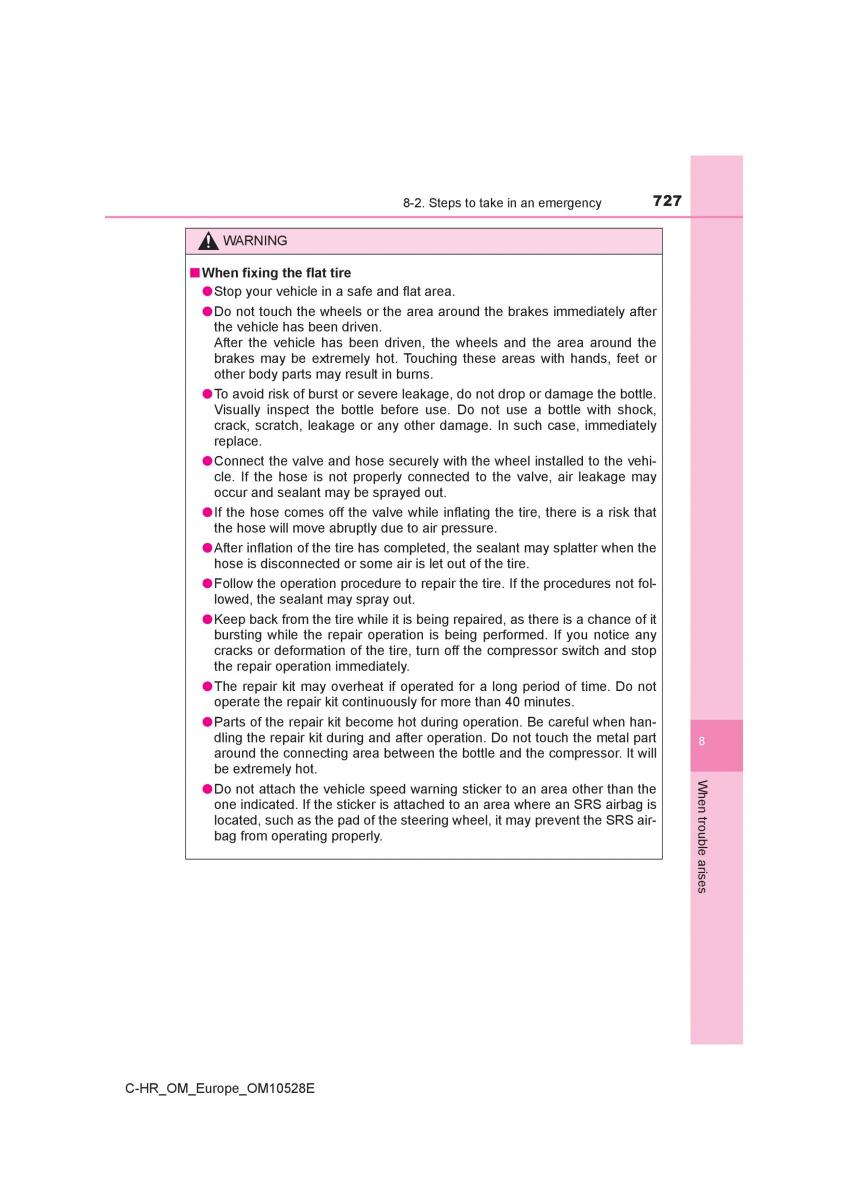 Toyota C HR owners manual / page 727