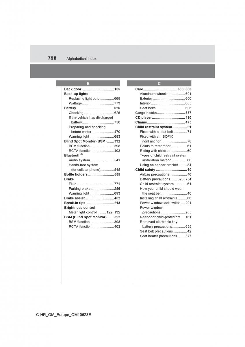 Toyota C HR owners manual / page 798